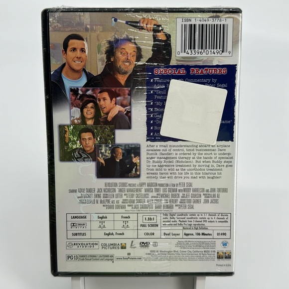 New! Factory Sealed. Anger Management. Adam Sandler. Jack Nicholson. - Picture 3 of 3